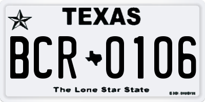 TX license plate BCR0106