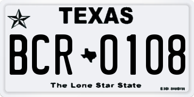 TX license plate BCR0108
