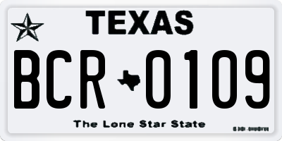 TX license plate BCR0109
