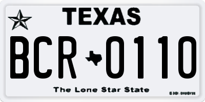 TX license plate BCR0110