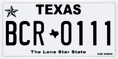 TX license plate BCR0111