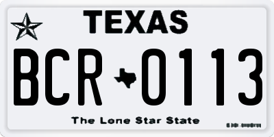 TX license plate BCR0113