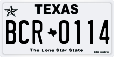 TX license plate BCR0114