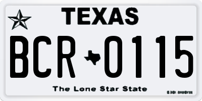 TX license plate BCR0115