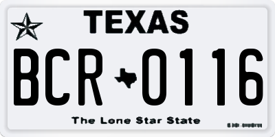 TX license plate BCR0116