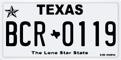 TX license plate BCR0119