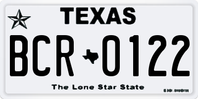 TX license plate BCR0122