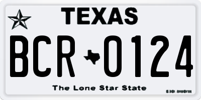 TX license plate BCR0124