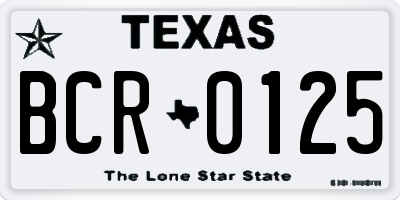 TX license plate BCR0125