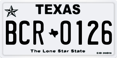 TX license plate BCR0126