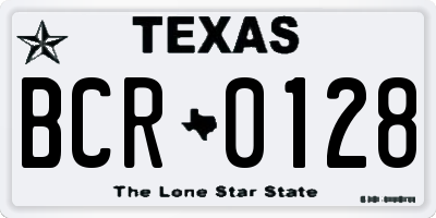 TX license plate BCR0128