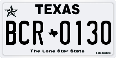 TX license plate BCR0130