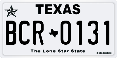 TX license plate BCR0131