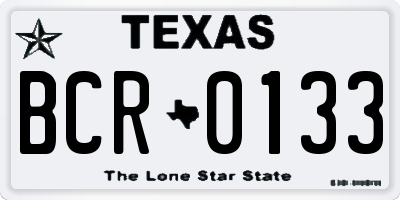 TX license plate BCR0133