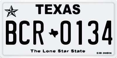 TX license plate BCR0134