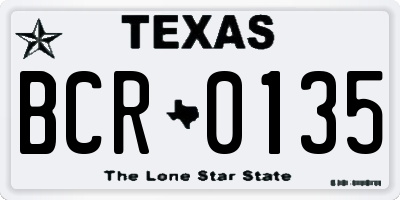 TX license plate BCR0135