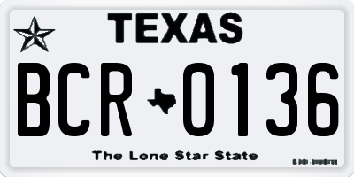 TX license plate BCR0136