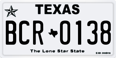 TX license plate BCR0138