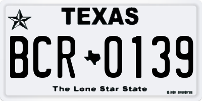 TX license plate BCR0139