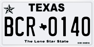 TX license plate BCR0140