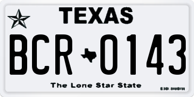 TX license plate BCR0143