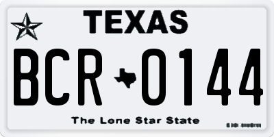 TX license plate BCR0144