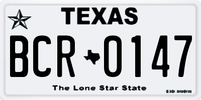TX license plate BCR0147