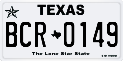 TX license plate BCR0149