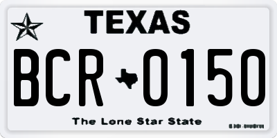 TX license plate BCR0150