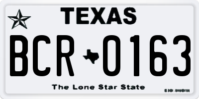 TX license plate BCR0163