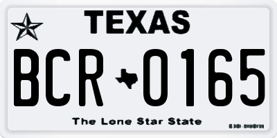 TX license plate BCR0165