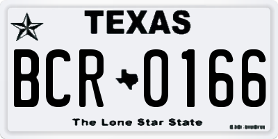 TX license plate BCR0166