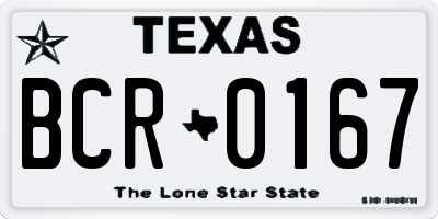 TX license plate BCR0167