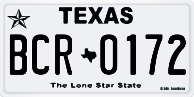 TX license plate BCR0172