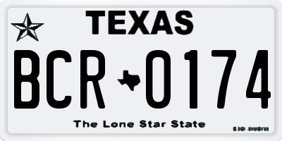 TX license plate BCR0174