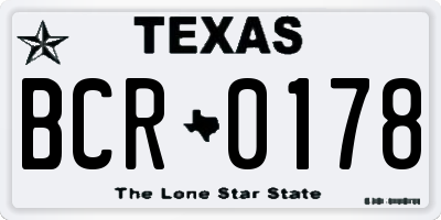 TX license plate BCR0178