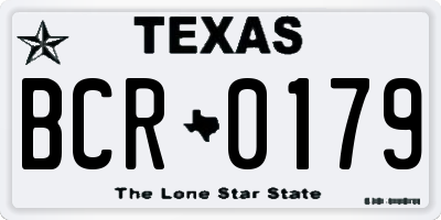 TX license plate BCR0179