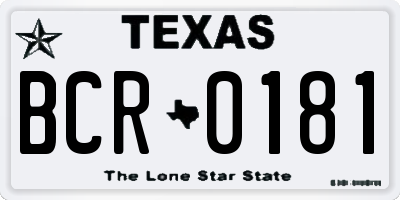 TX license plate BCR0181
