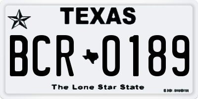 TX license plate BCR0189