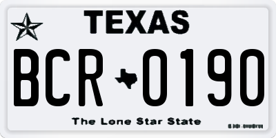 TX license plate BCR0190