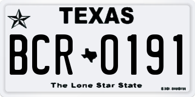 TX license plate BCR0191