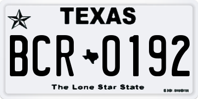 TX license plate BCR0192