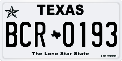 TX license plate BCR0193
