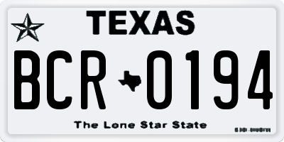 TX license plate BCR0194
