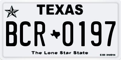 TX license plate BCR0197