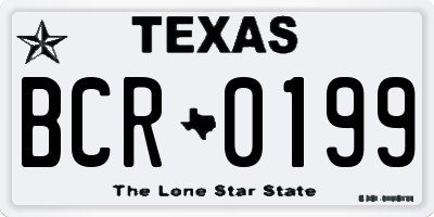 TX license plate BCR0199