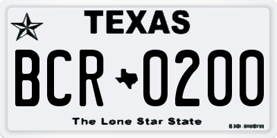 TX license plate BCR0200