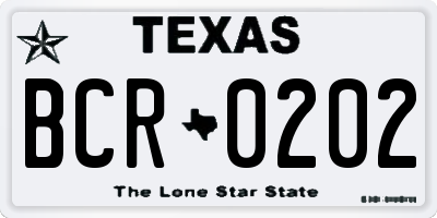 TX license plate BCR0202