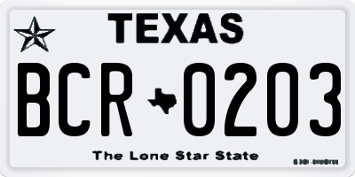 TX license plate BCR0203