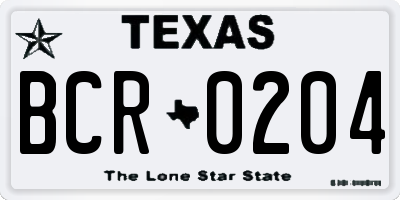 TX license plate BCR0204